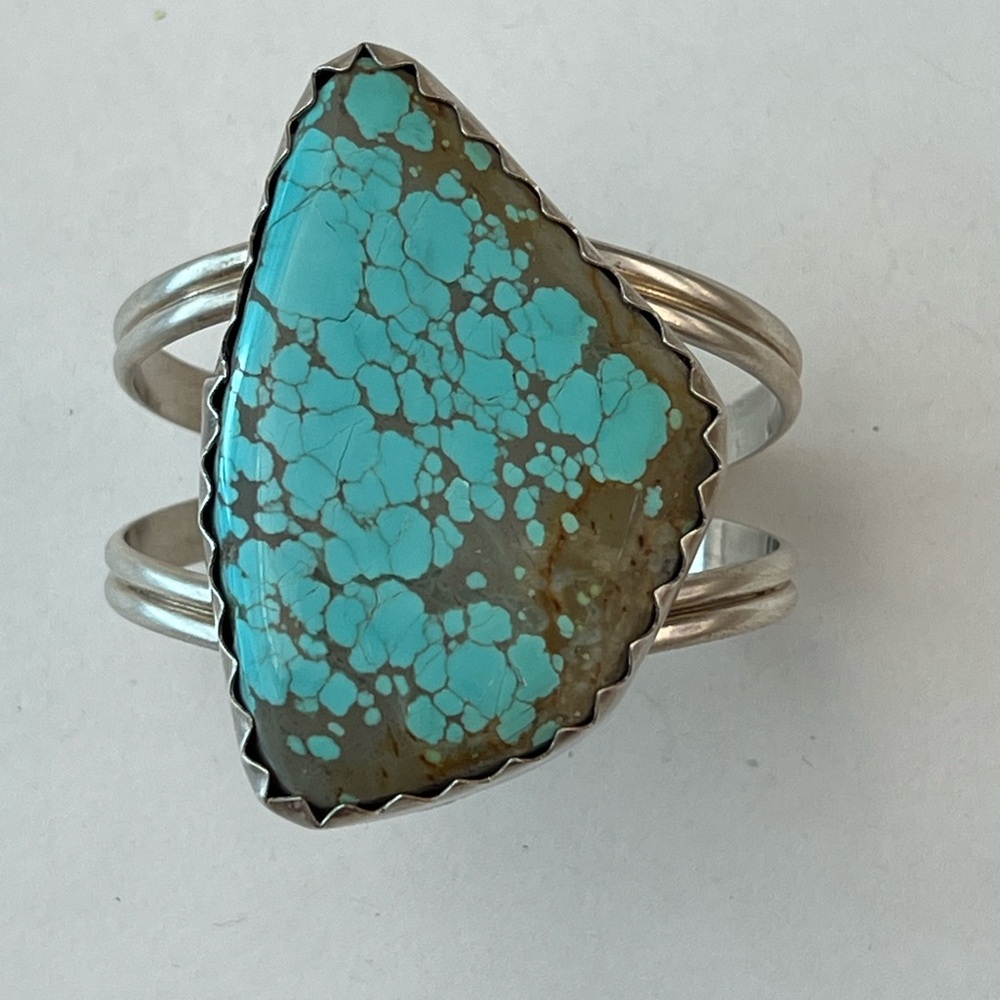Huge Turquoise and Silver Number 8 mine Navajo Bracelet